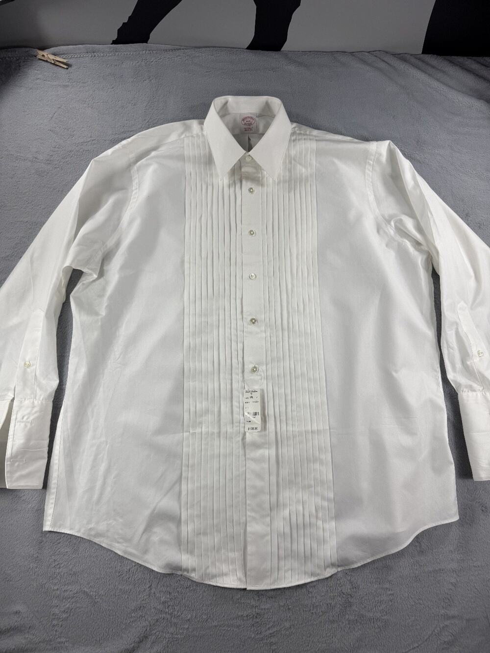 Brooks Brothers Mens White Traditional Fit Pleated Tuxedo Dress Shirt 18 34 BNWT